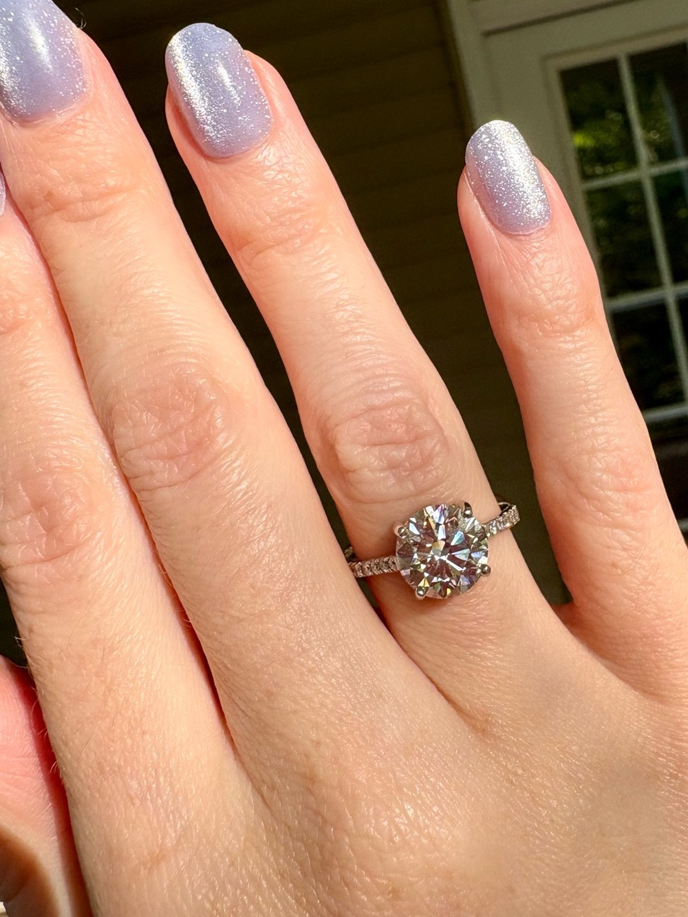 Platinum 2.94 CTW Lab Grown Diamond Ring with Fancy Pink and IGI Report